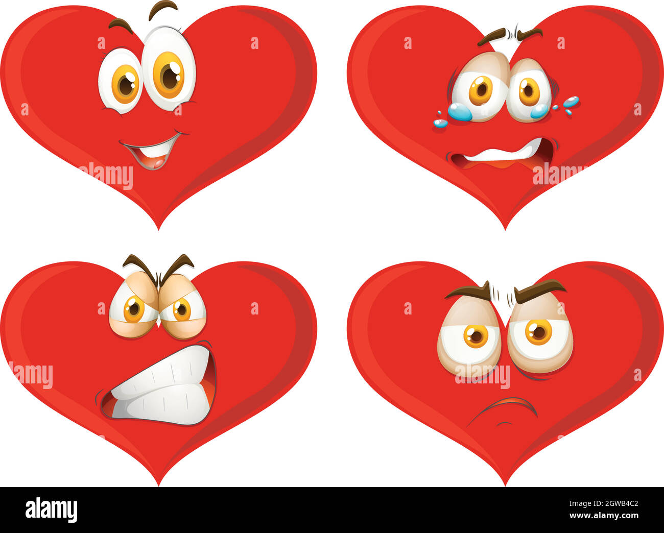 Red hearts with facial expressions Stock Vector Image & Art Alamy