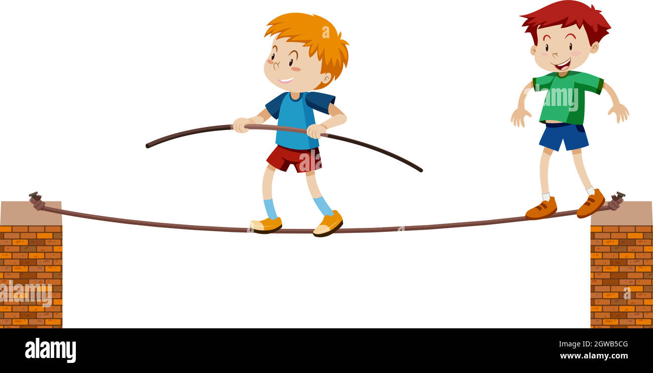 Vector illustration tightrope walker on hi-res stock photography