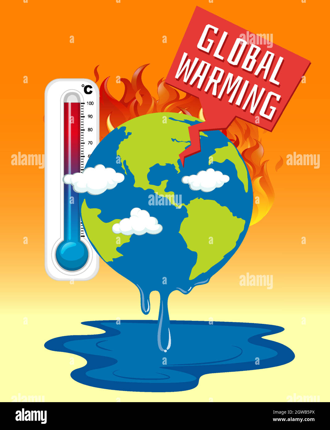 Global warming with earth on fire Stock Vector Image & Art - Alamy