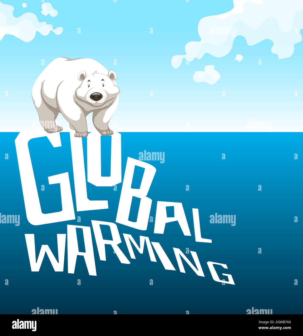 Global warming sign with polar bear Stock Vector
