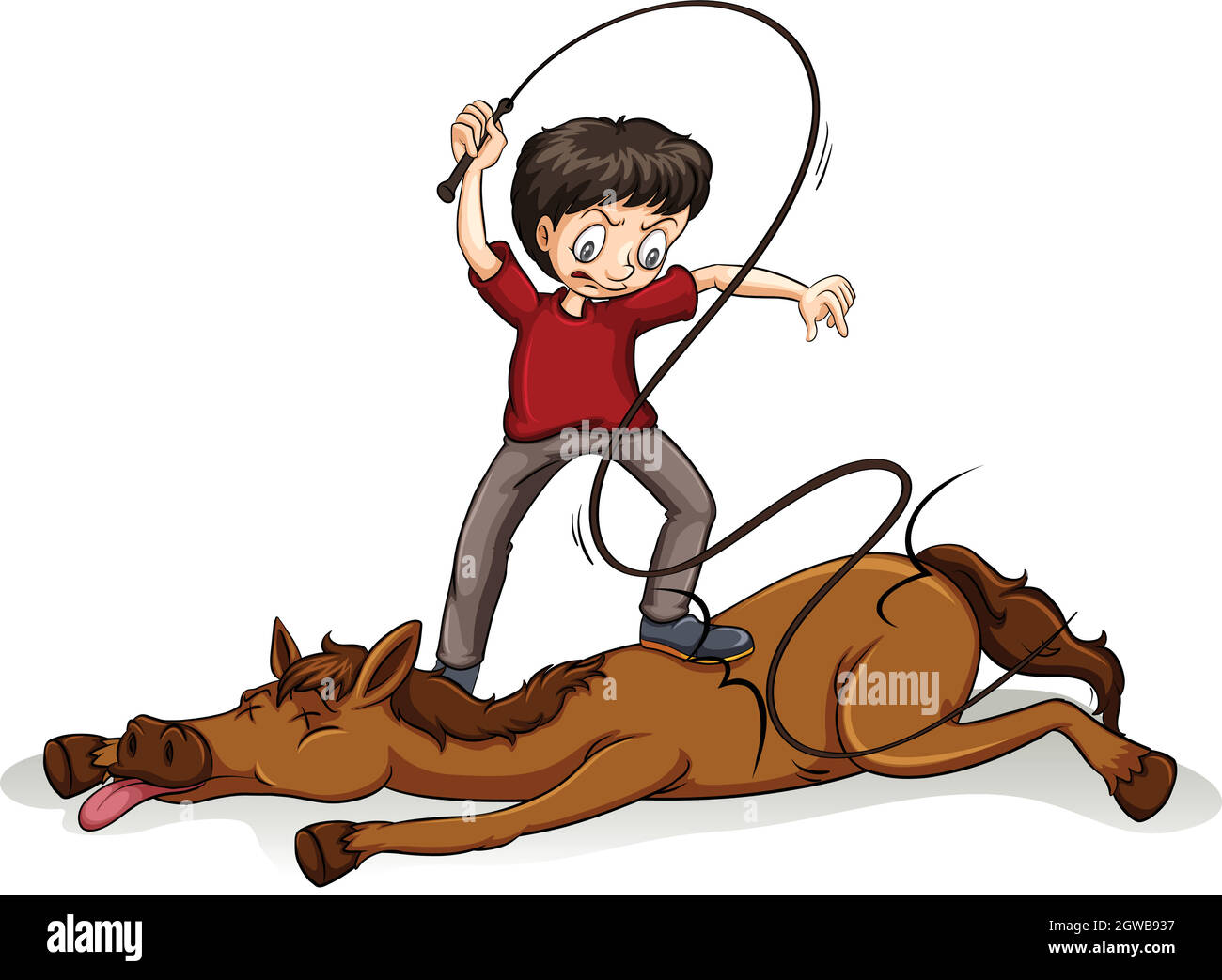 Man beating the horse Stock Vector
