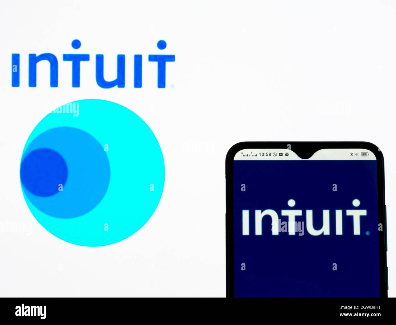 Ukraine. 03rd Oct, 2021. In this photo illustration the Intuit Inc logo seen displayed on a smartphone. (Photo by Igor Golovniov/SOPA Images/Sipa USA) Credit: Sipa USA/Alamy Live News Stock Photo