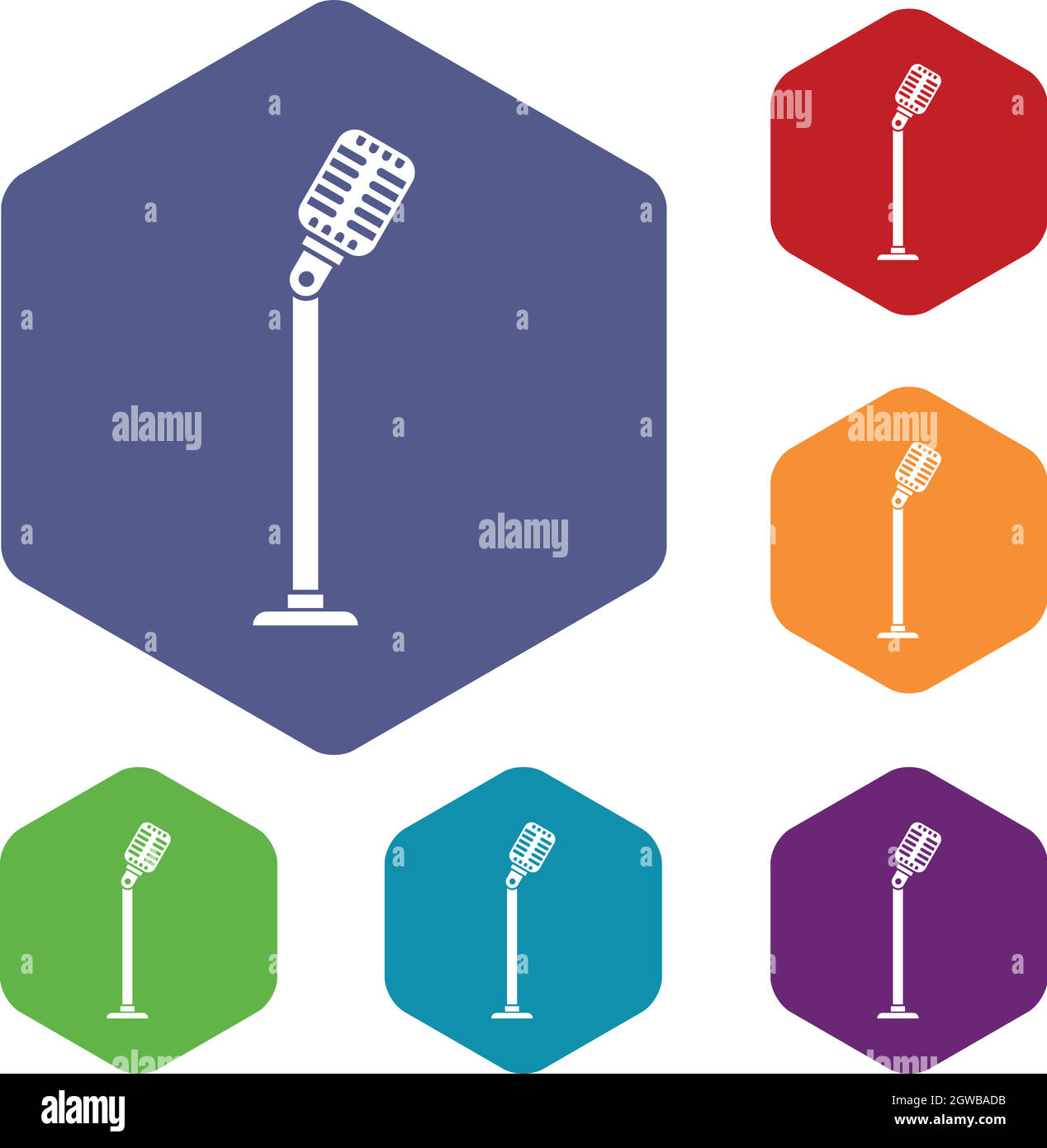 Microphone on stand icons set Stock Vector Image & Art - Alamy