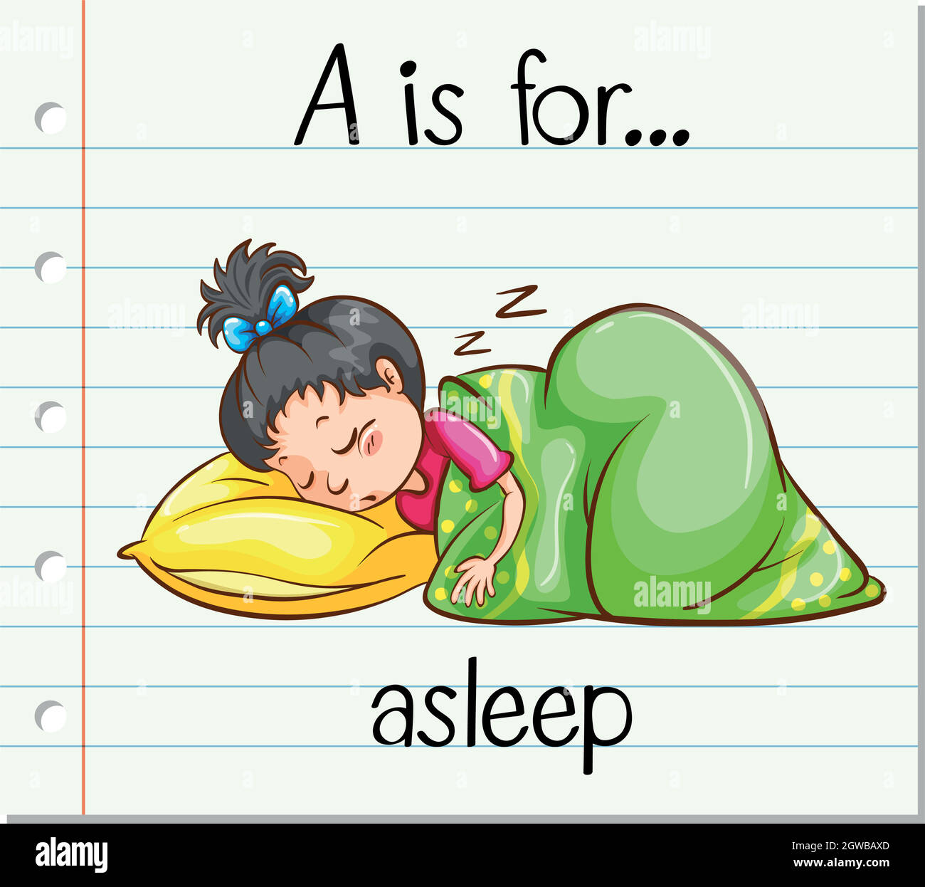 Flashcard letter A is for asleep Stock Vector Image & Art - Alamy