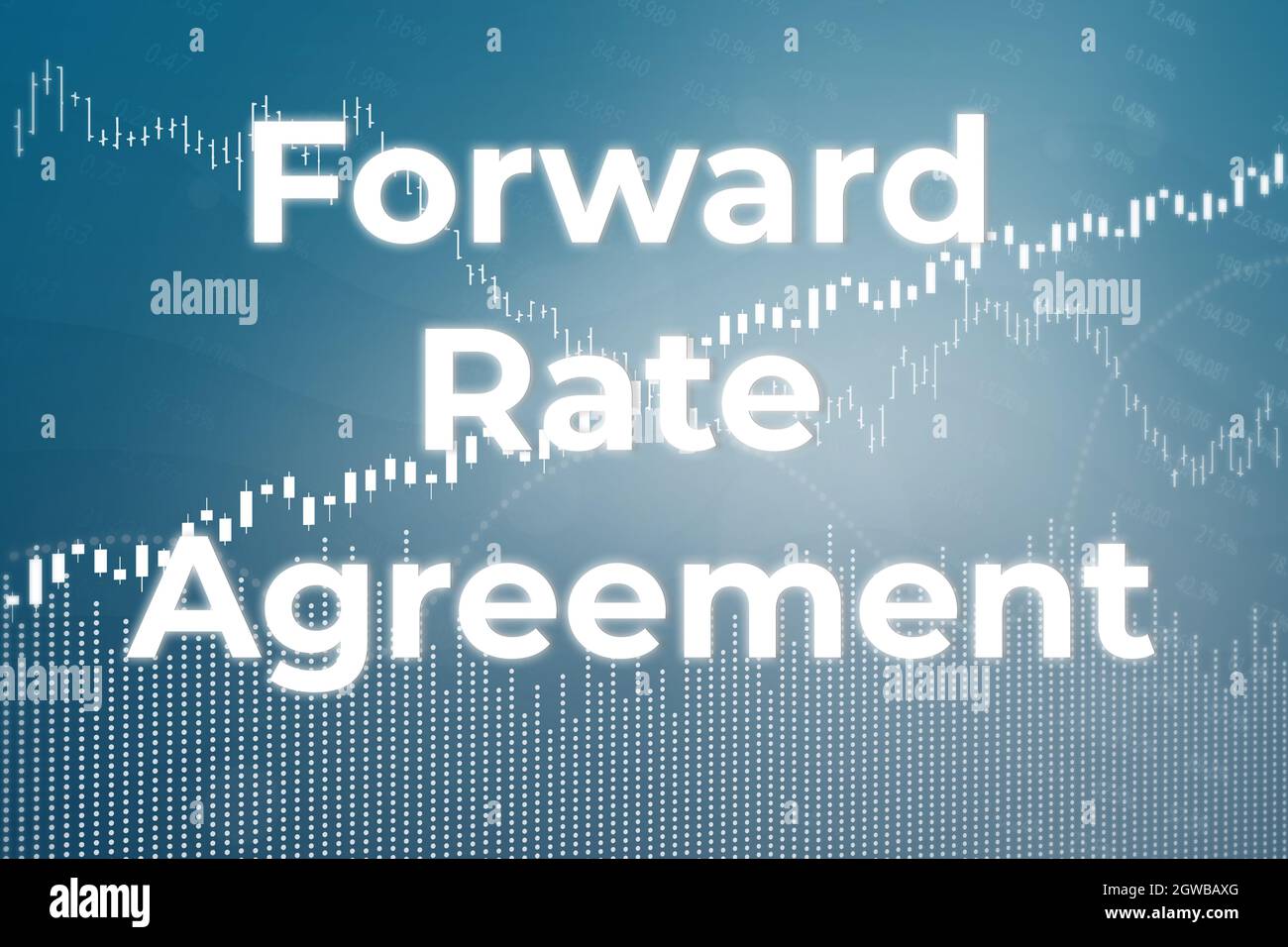 Financial term FRA - Forward Rate Agreement on blue finance background ...