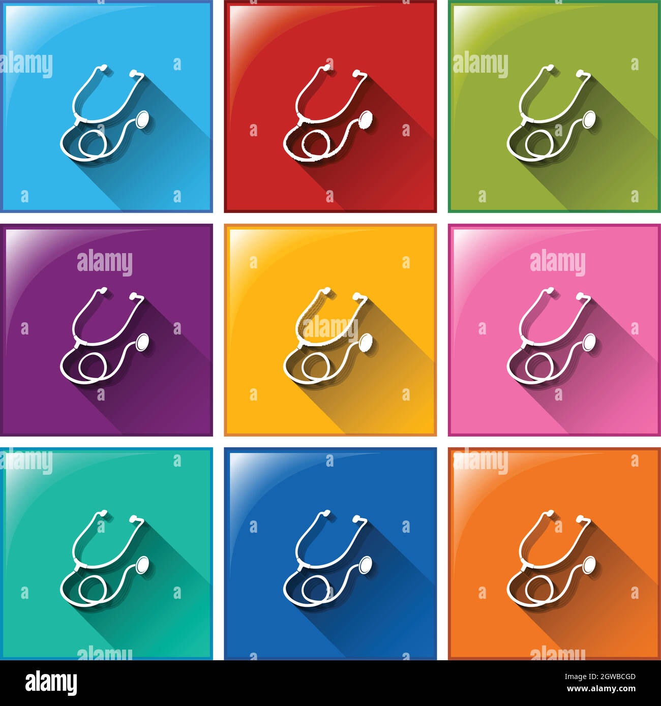 Buttons with stethoscopes Stock Vector