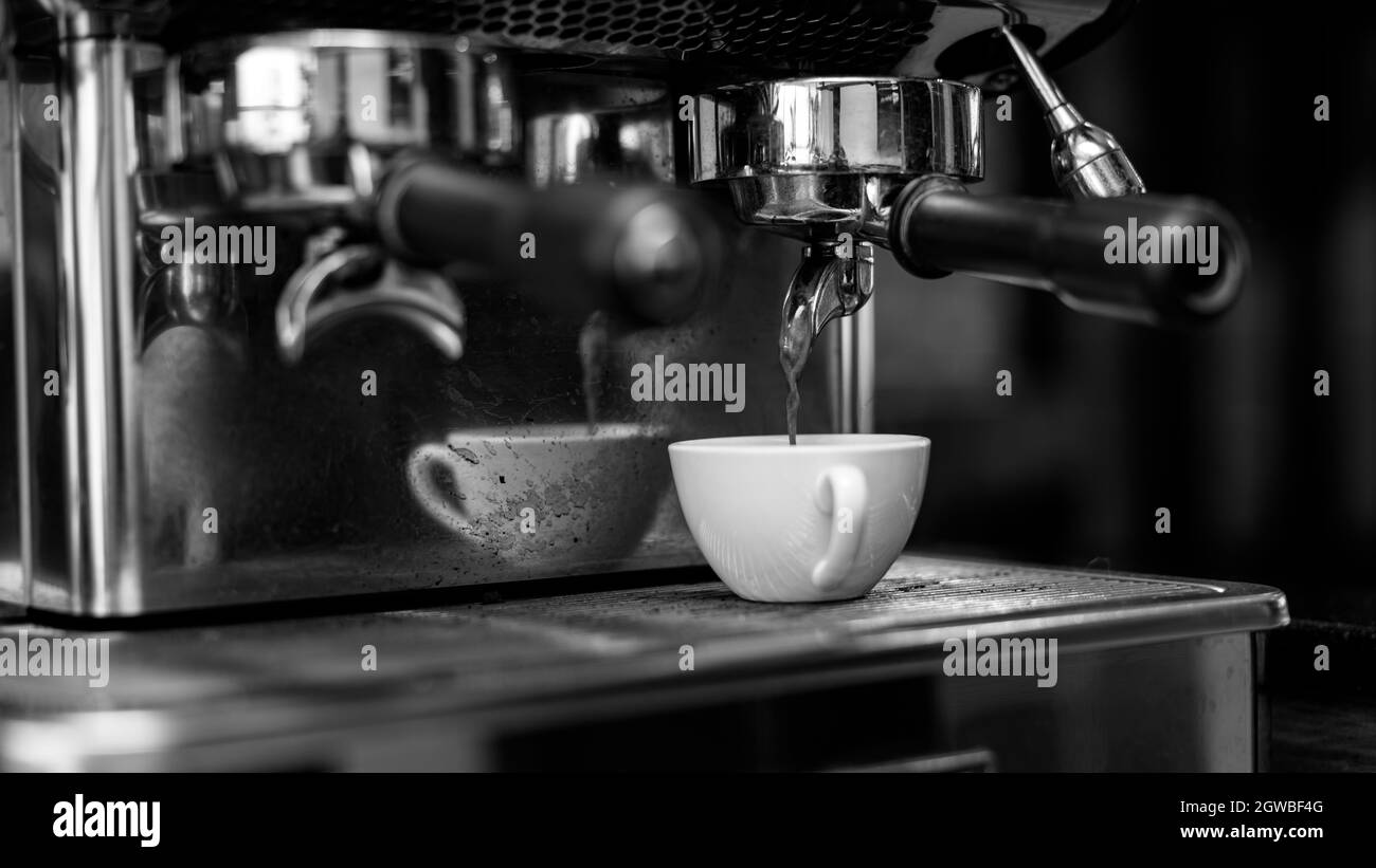 Italian cafe Black and White Stock 