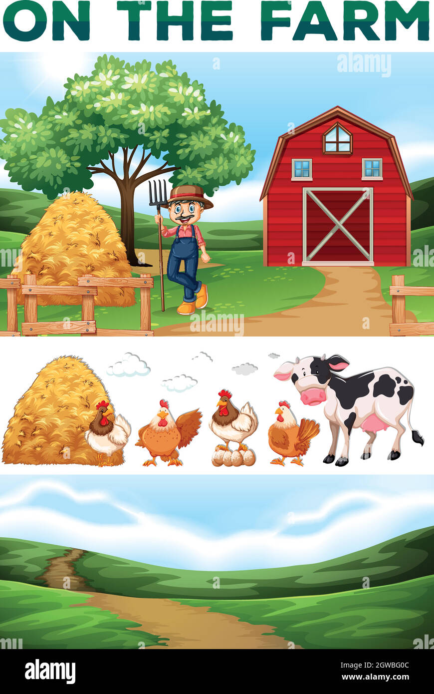 Farmer and animals on the farm Stock Vector Image & Art - Alamy