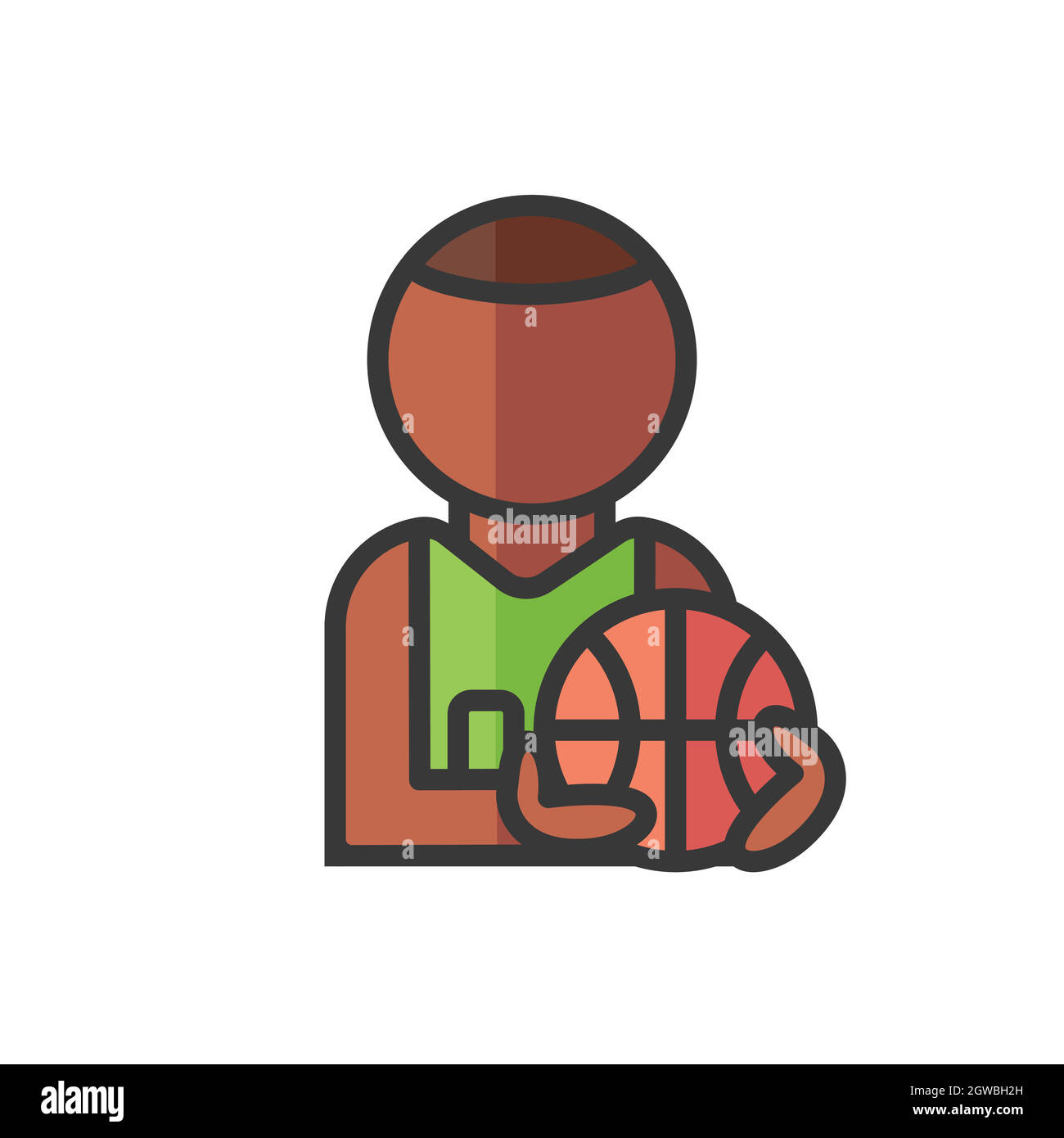 Basketball black player avatar. Man playing sport. Profile user, person. People icon. Vector illustration Stock Vector