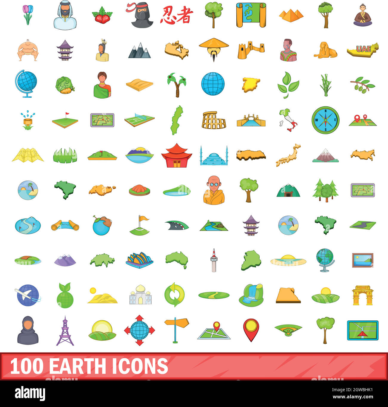100 earth icons set, cartoon style Stock Vector Image & Art - Alamy