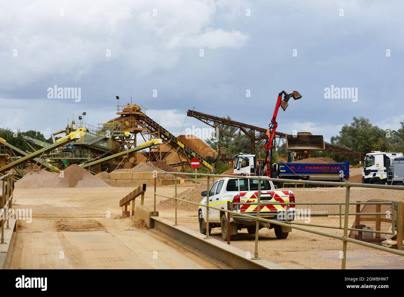 Paxton Pits working quarry. View from the footpath that goes through Paxton Pits Nature Reserve