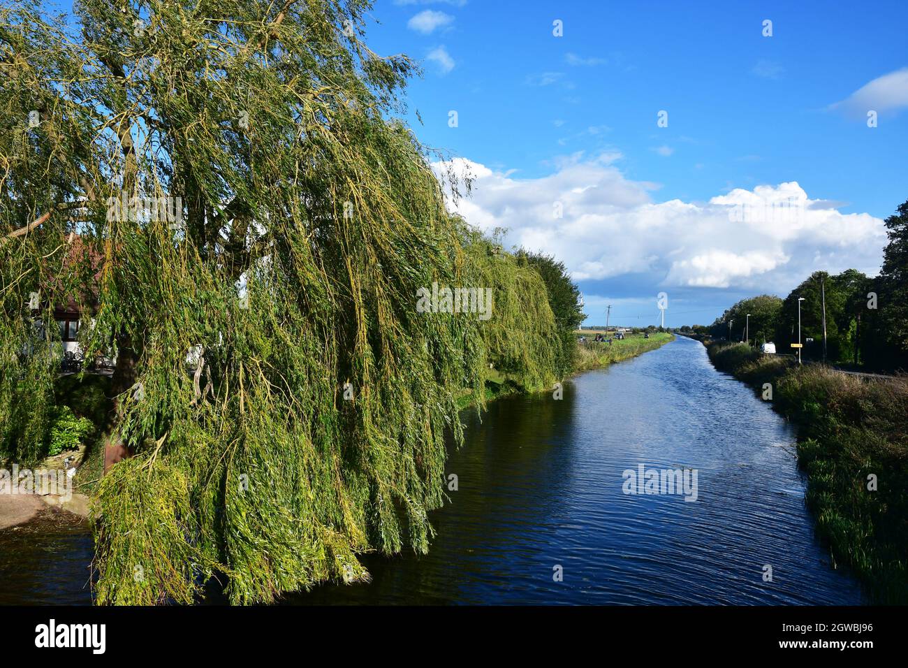 River running through Ramsey St Marys, Huntingdonshire, Cambridgeshire, UK Stock Photo