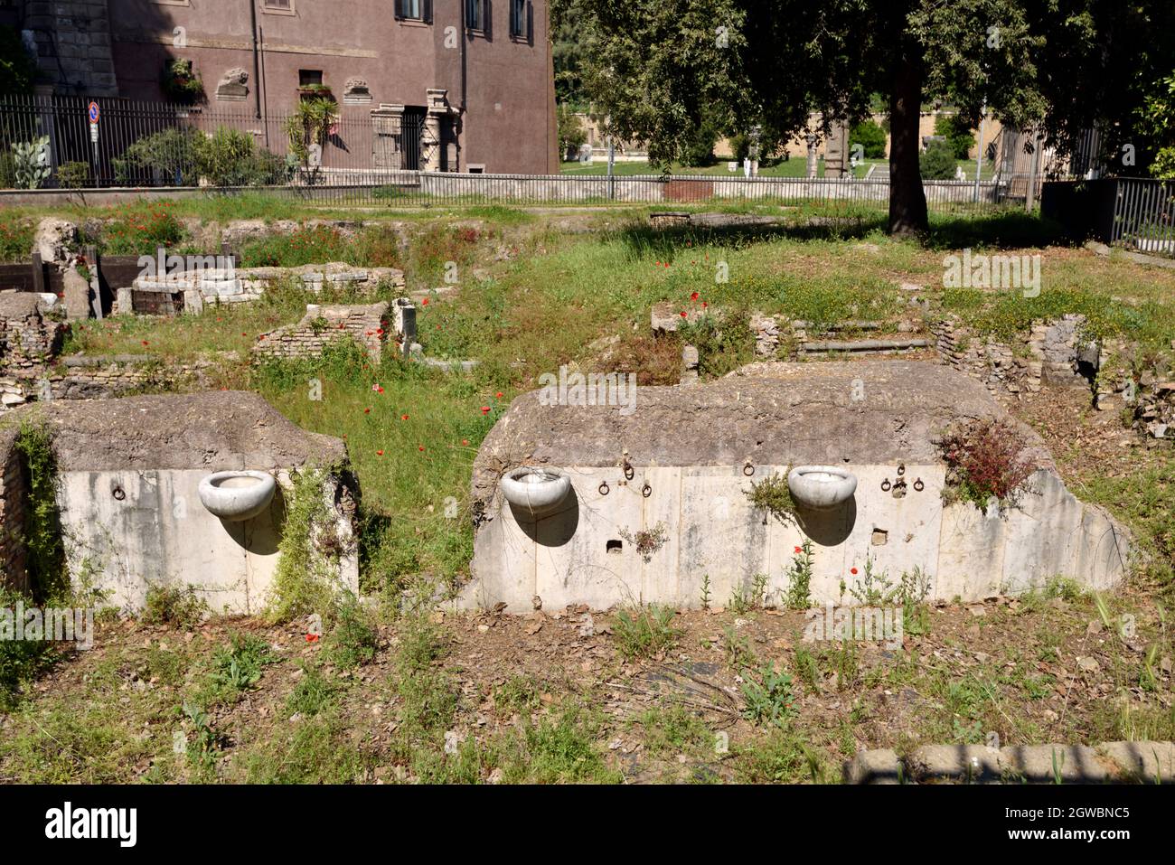Ruins of the second Jewish Ghetto (ghettarello) in Piazza di Monte Savello, Rome, Italy Stock Photo