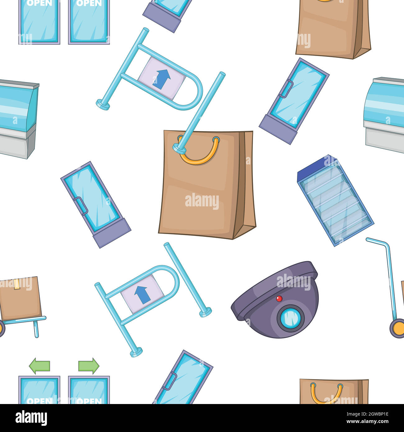 Shop pattern, cartoon style Stock Vector