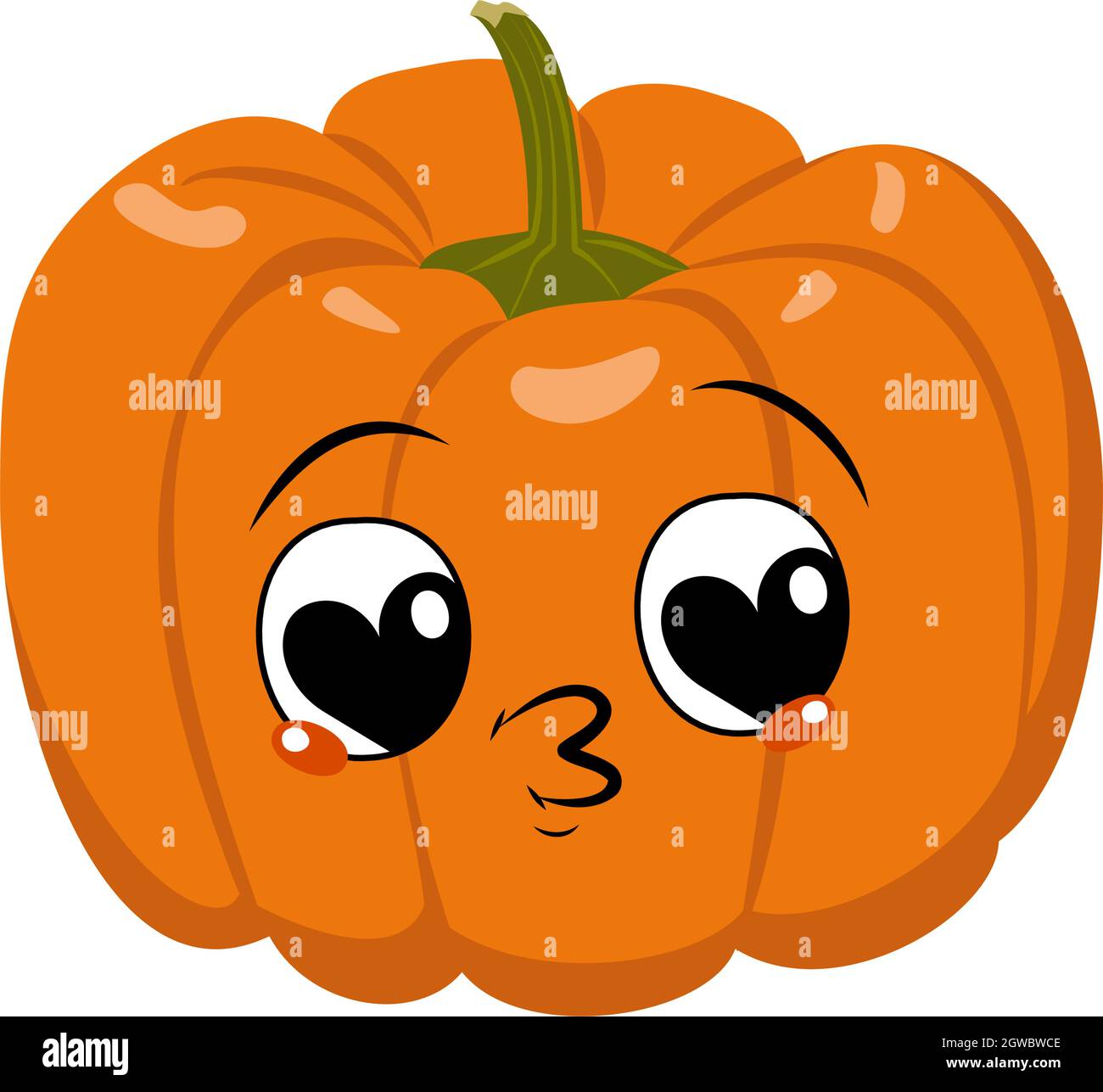 Cute pumpkin character with joy emotions, face, big hearts eyes falls in  love, kiss lips. Festive decoration for Halloween. Mischievous vegetable  hero Stock Vector Image \u0026 Art - Alamy, image size:1300x1287