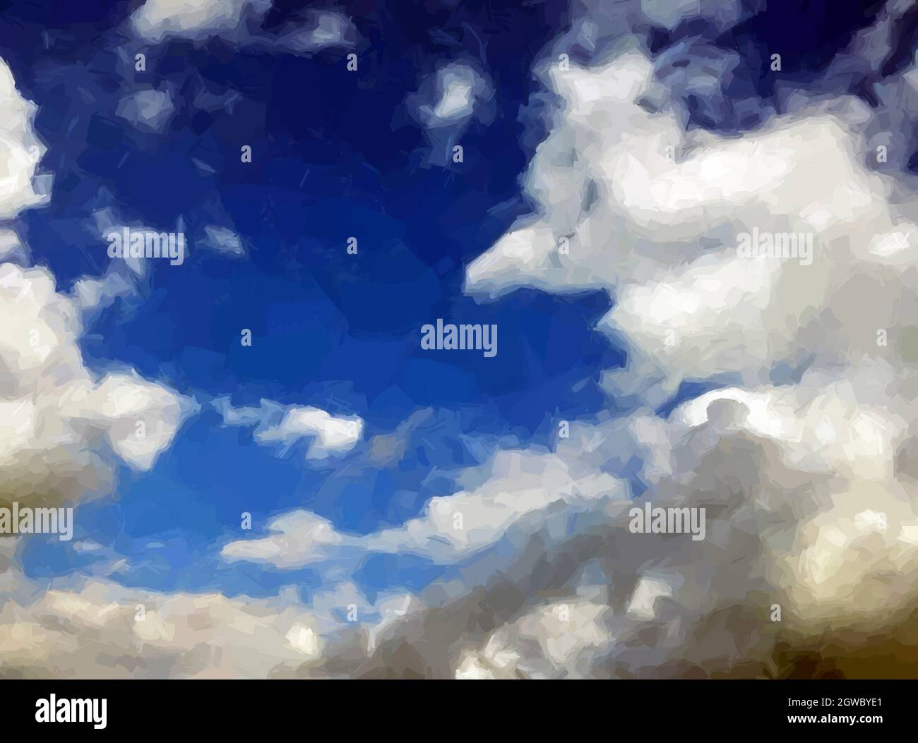 Clouds over a blue sky painted background. Vector Illustration. Stock Vector