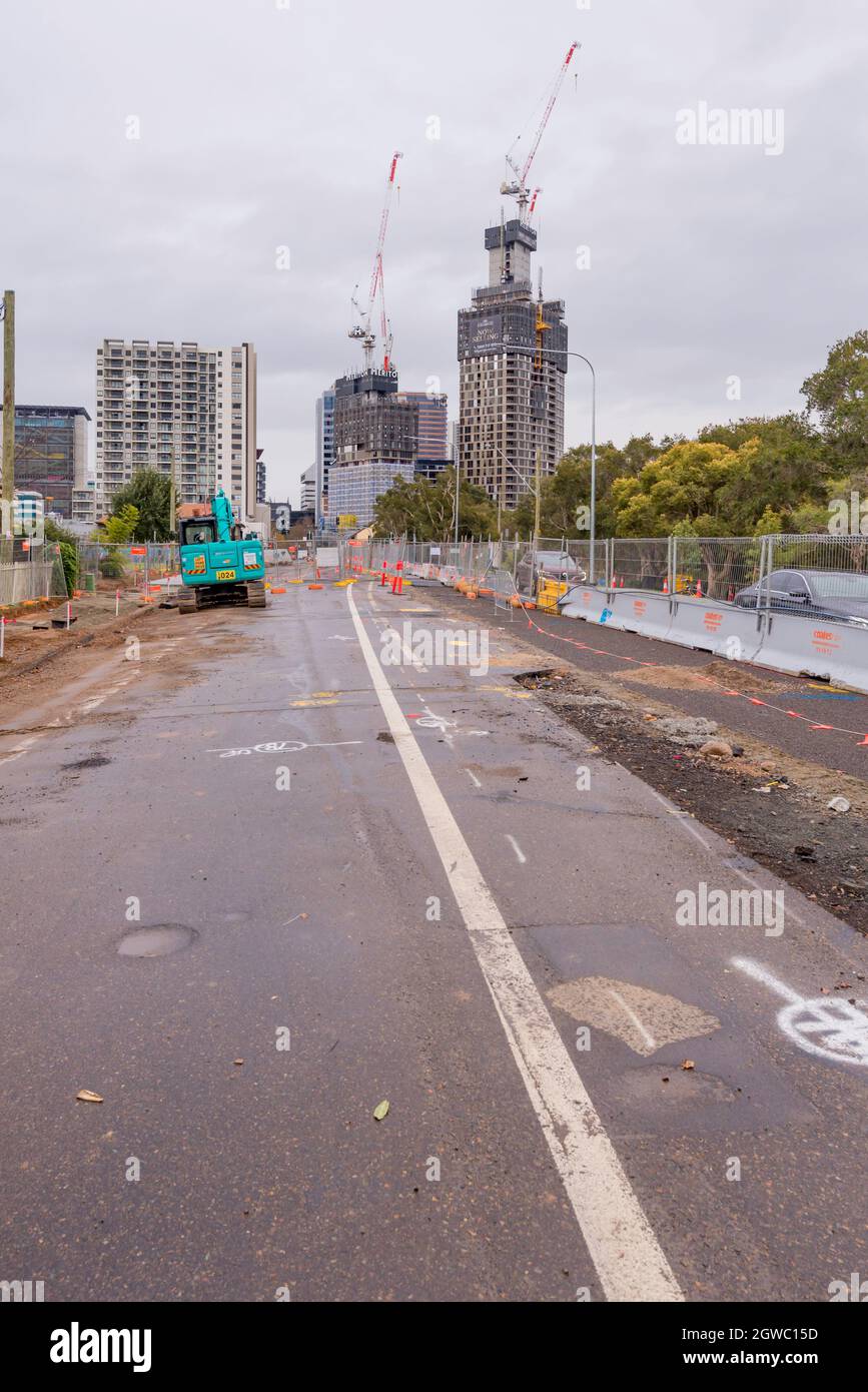 June 2021 Parramatta, Australia: Early earthworks for the new Parramatta Light Rail project in western Sydney due for completion in 2023 Stock Photo