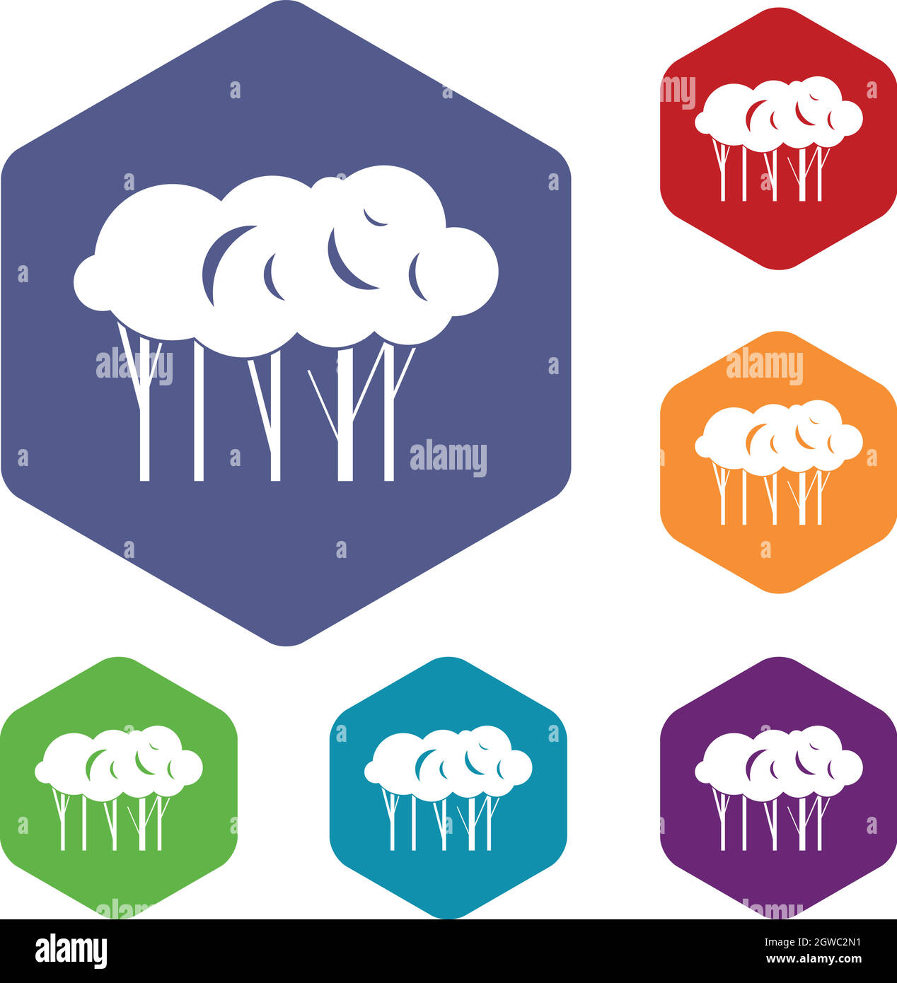 Lot of trees icons set Stock Vector