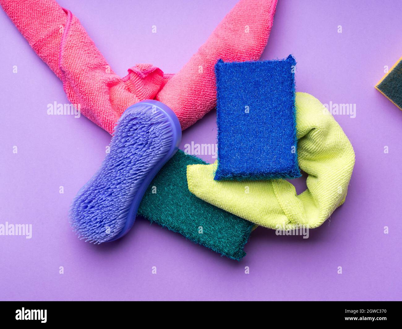Abstract Background With Cleaning Cloths, Sponges. Colorful Washing