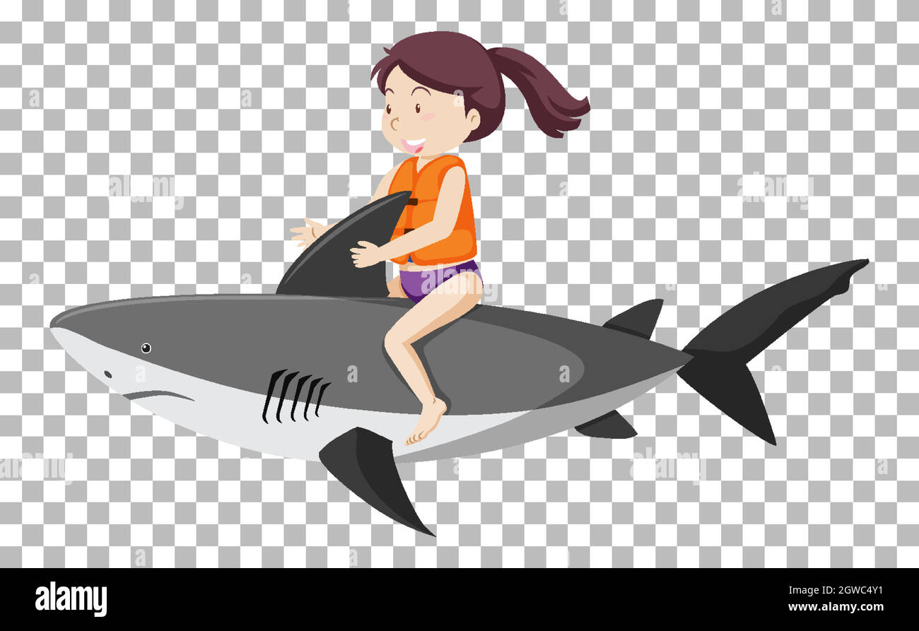 Girl riding shark isolated Stock Vector Image & Art Alamy
