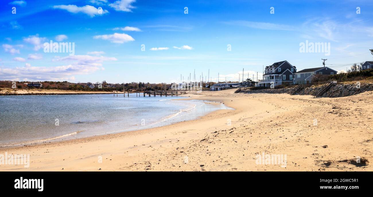 Sea Street Beach In Dennis, Massachusetts On Cape Cod In The Fall Stock