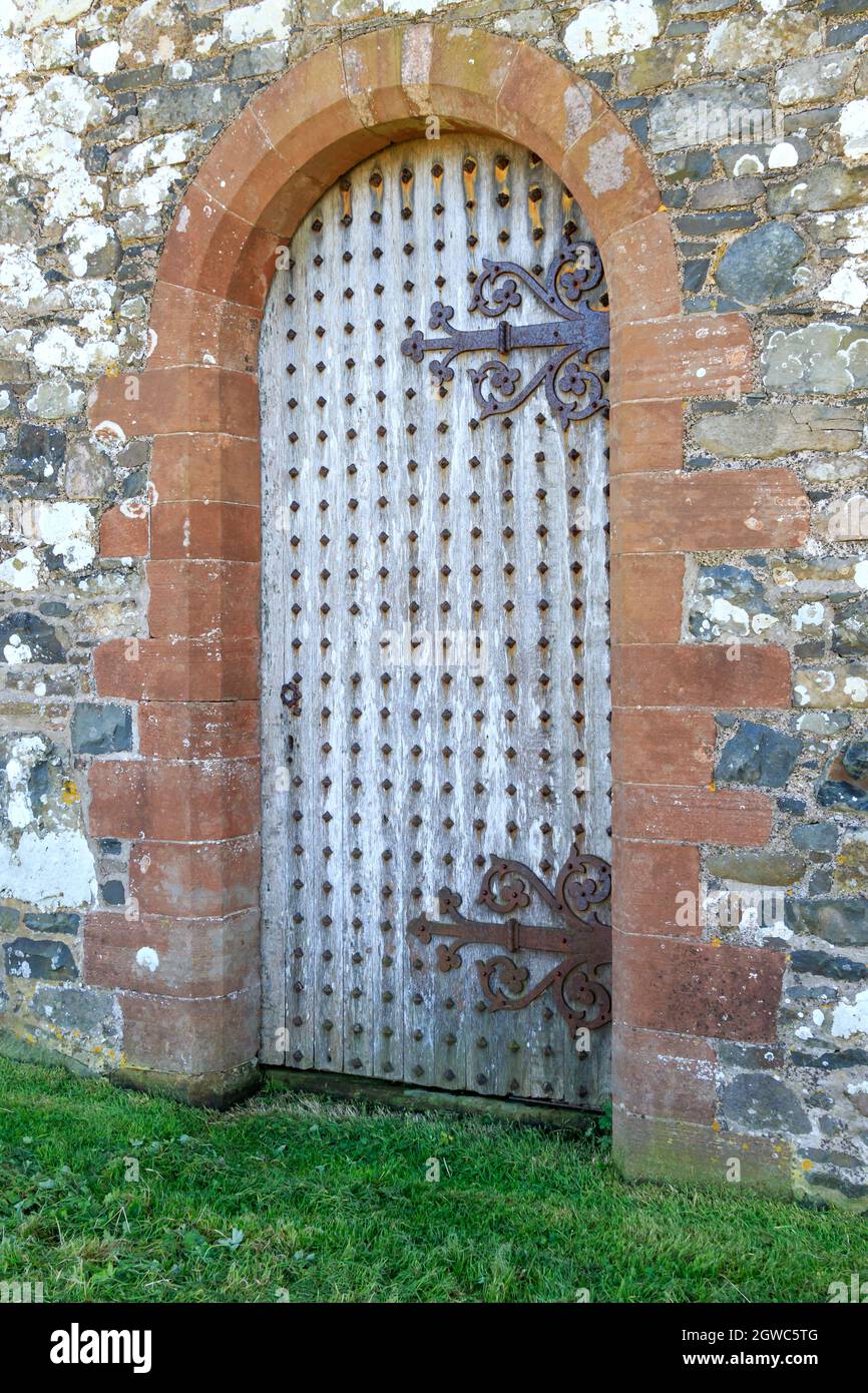 Old Wooden medieval  church door Stock Photo