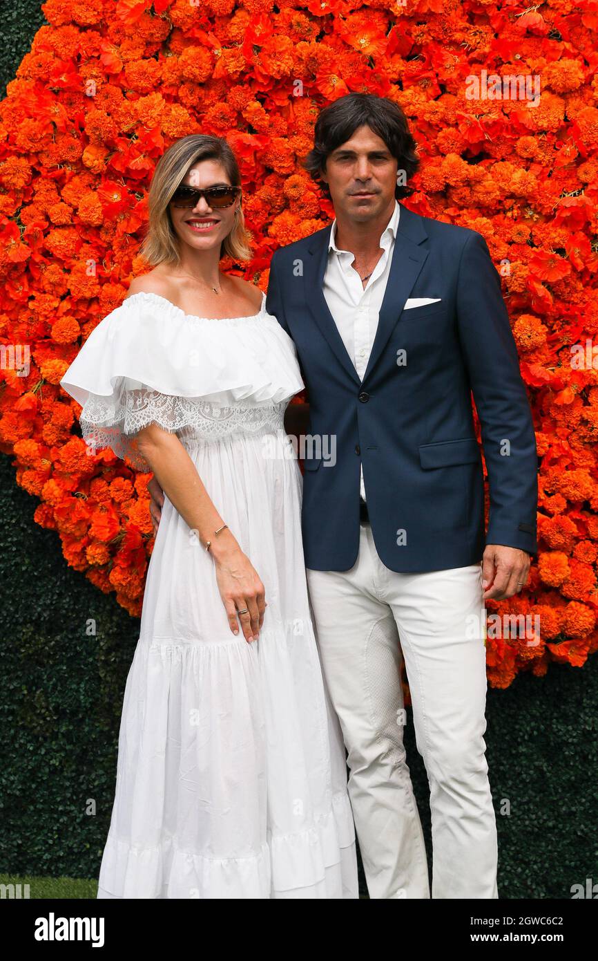 Delfi Blaquier and Ignacio 'Nacho' Figueras arrive at The Veuve Clicquot Polo Classic at Will Rogers State Historic Park in Los Angeles, California on October 2, 2021. (Photo by Conor Duffy/Sipa USA) Stock Photo