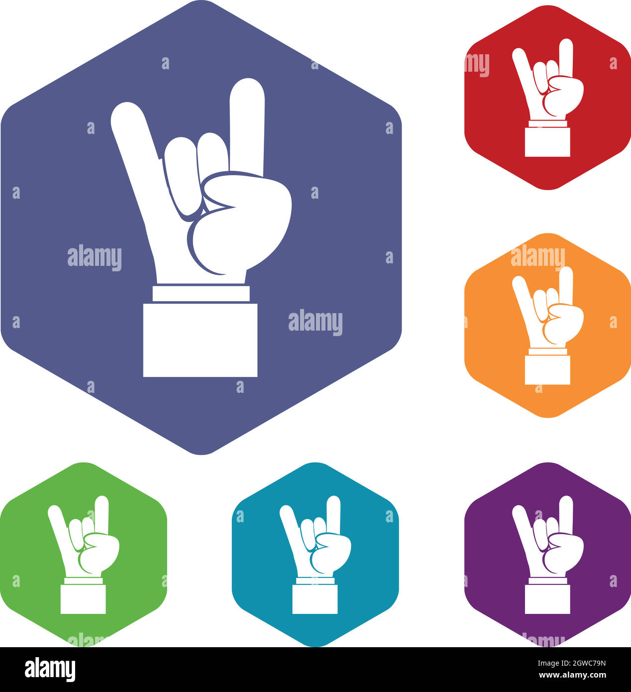 Rock and Roll hand sign icons set Stock Vector