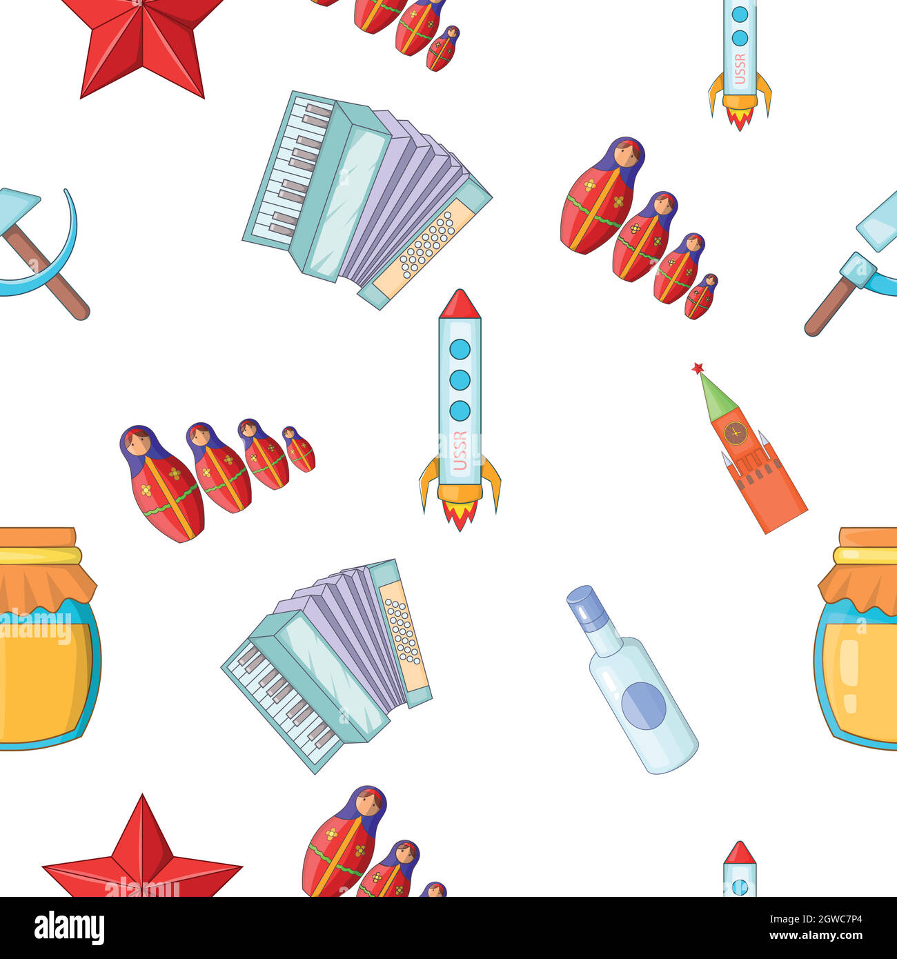 Country Russia pattern, cartoon style Stock Vector