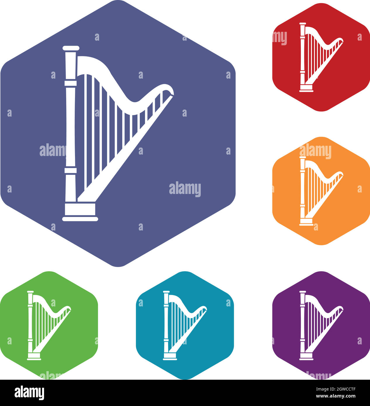 Harp icons set Stock Vector