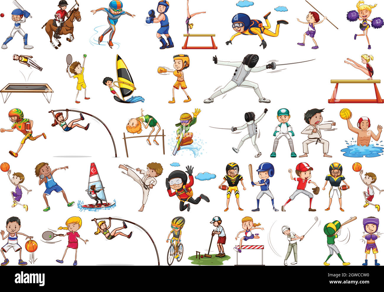 Set Of Sport Athletes Character Stock Vector Image And Art Alamy