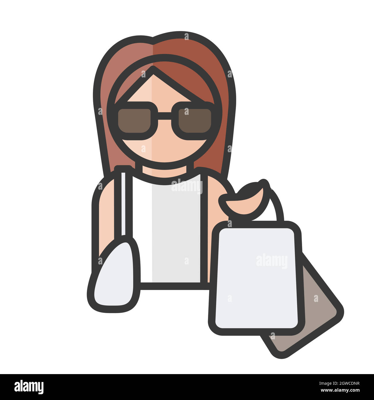 Woman on shopping. Leisure time. Profile user, person. People icon. Vector illustration Stock Vector