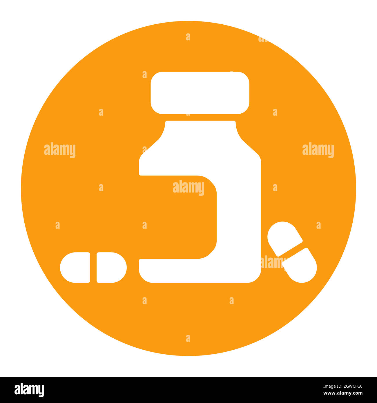 Medicine bottle and pills vector white glyph icon. Medicament Stock Vector