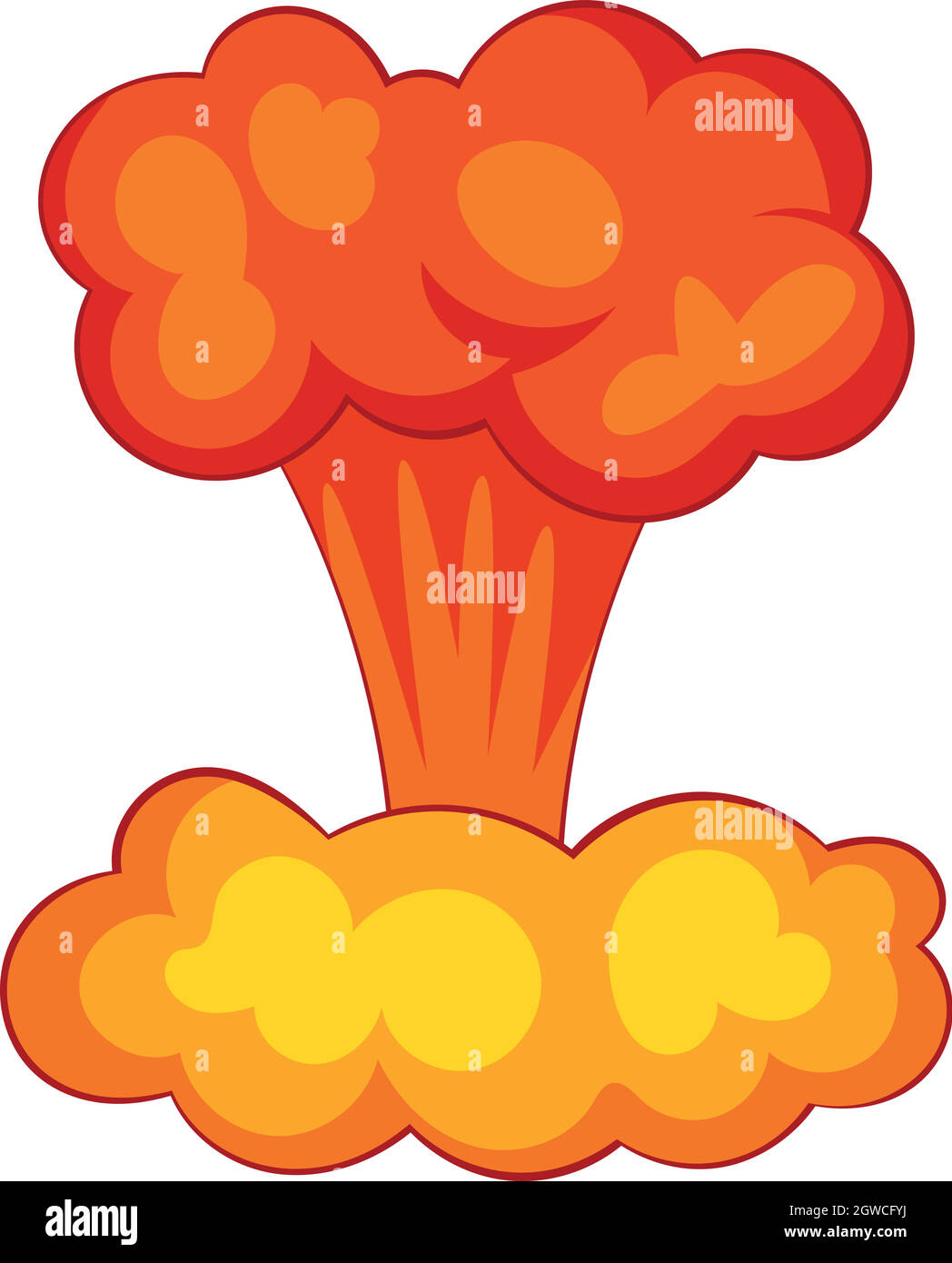 Explosion of nuclear bomb icon, cartoon style Stock Vector