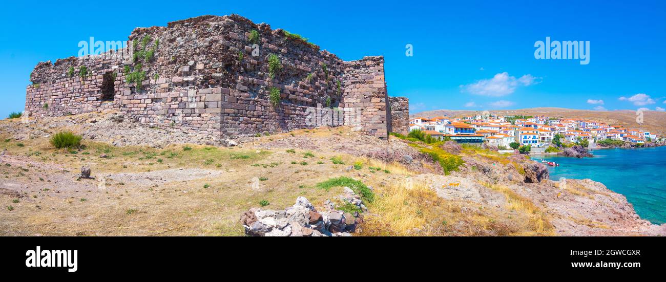 Picturesque village of Sigri, Lesvos island, Greece. Stock Photo