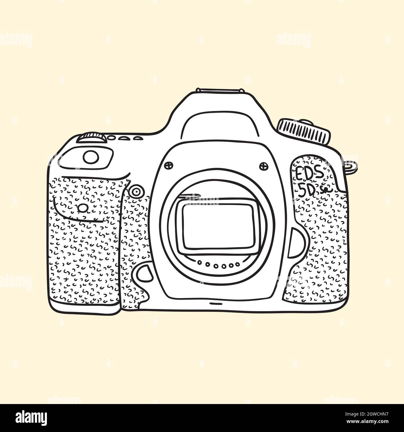 Vintage cameras. Hand drawn polaroid picture. Retro film video. Black