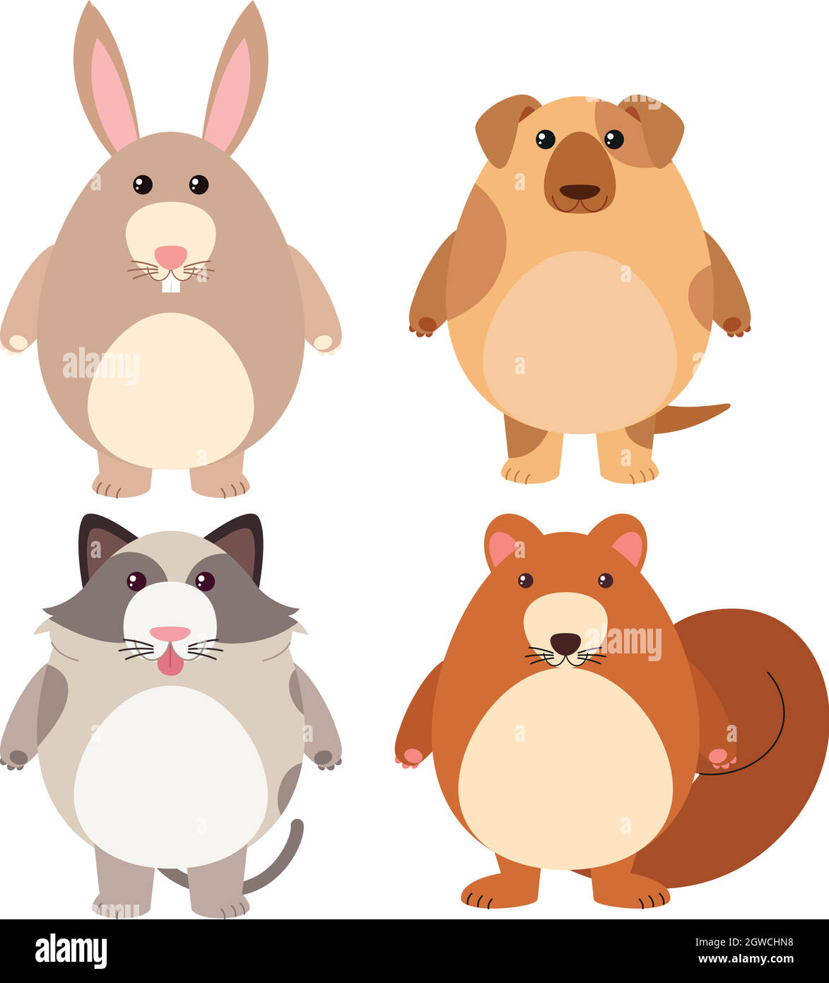 Four types of cute pets Stock Vector