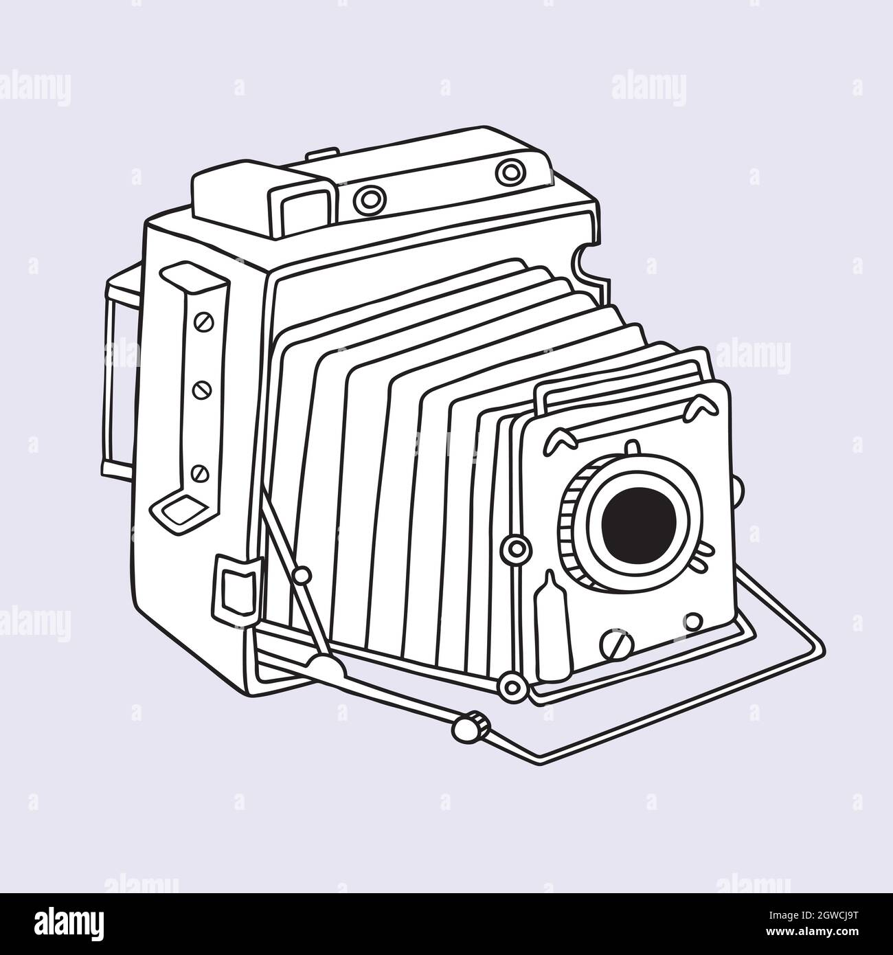 Vintage cameras. Hand drawn polaroid picture. Retro film video. Black