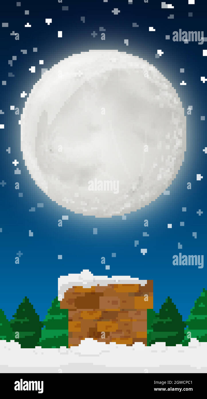 Background scene with fullmoon in winter Stock Vector