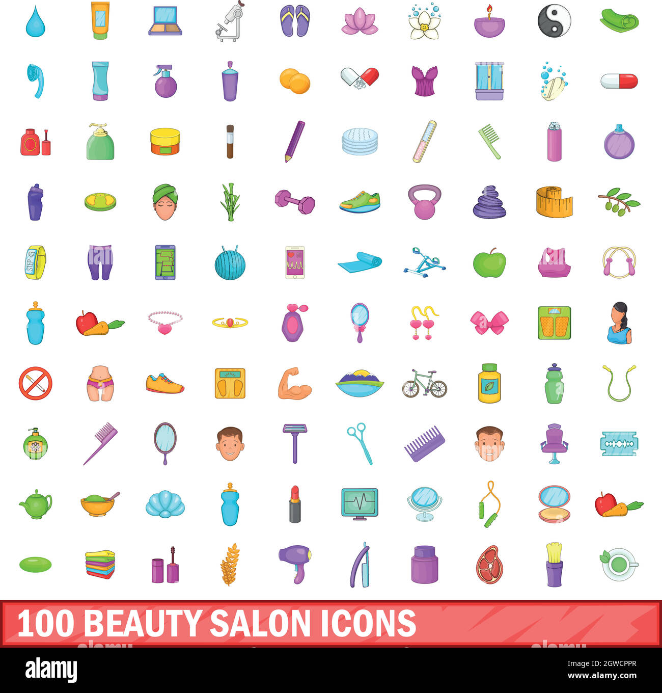 100 beauty salon icons set, cartoon style Stock Vector Image & Art - Alamy