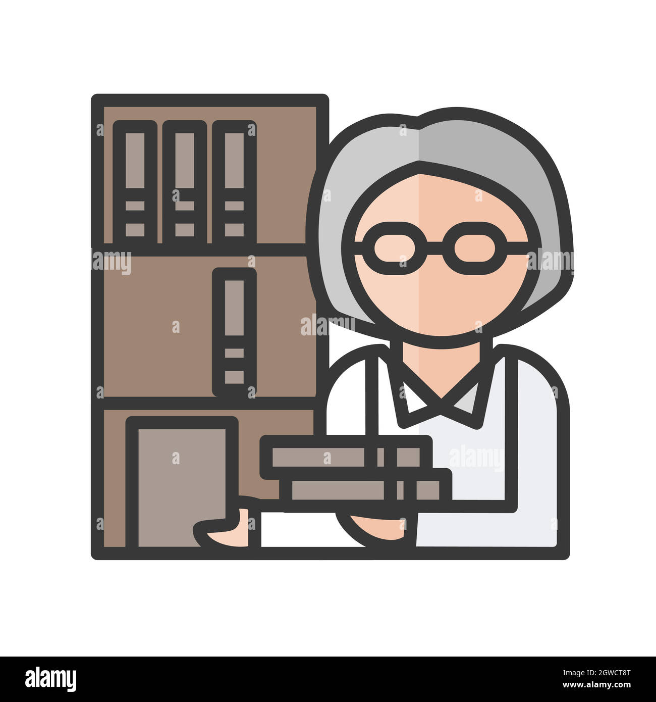 Female librarian avatar. Books seller character. Profile user, person.  People icon. Vector illustration Stock Vector Image & Art - Alamy