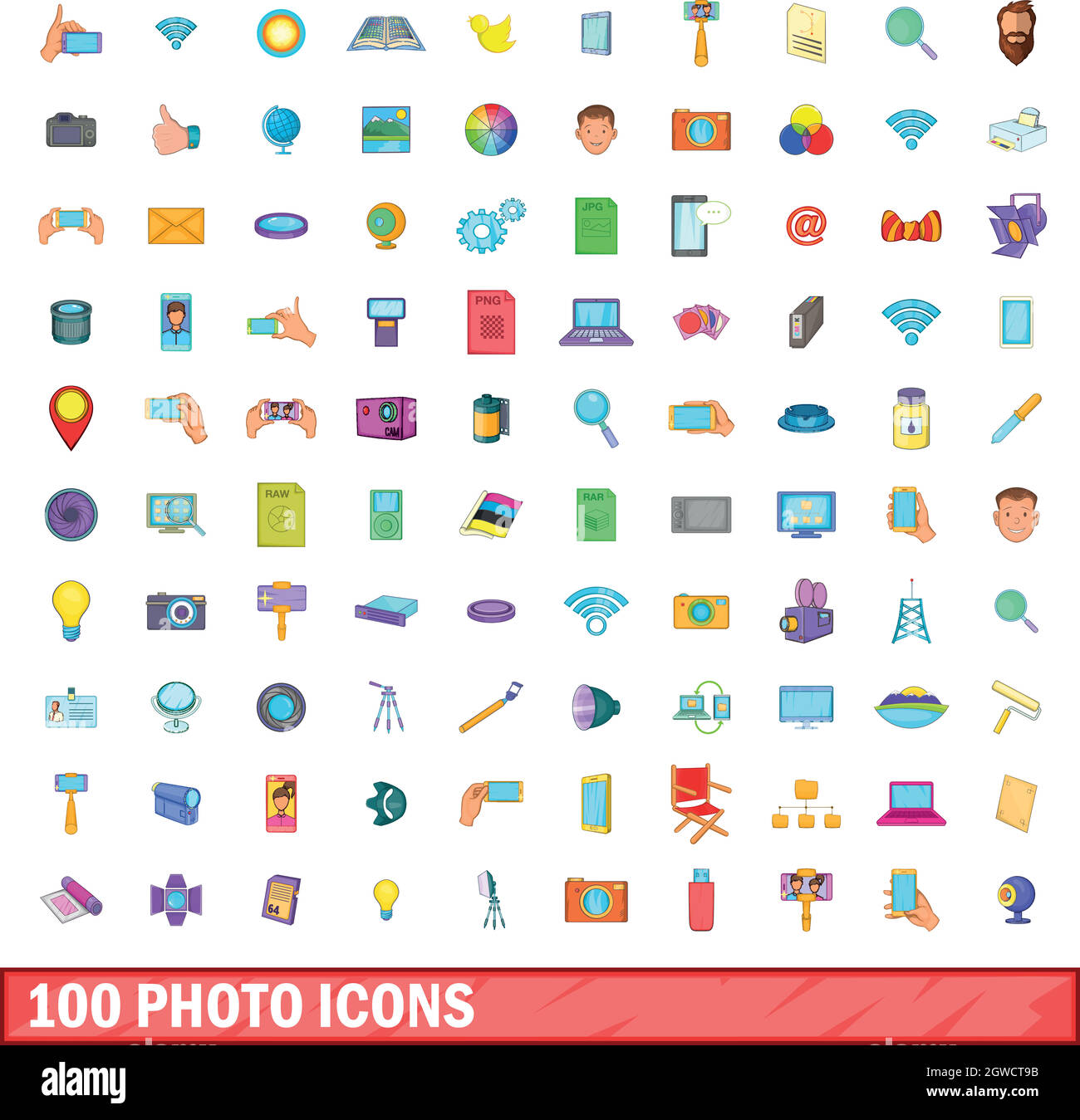 100 photo icons set, cartoon style Stock Vector Image & Art - Alamy