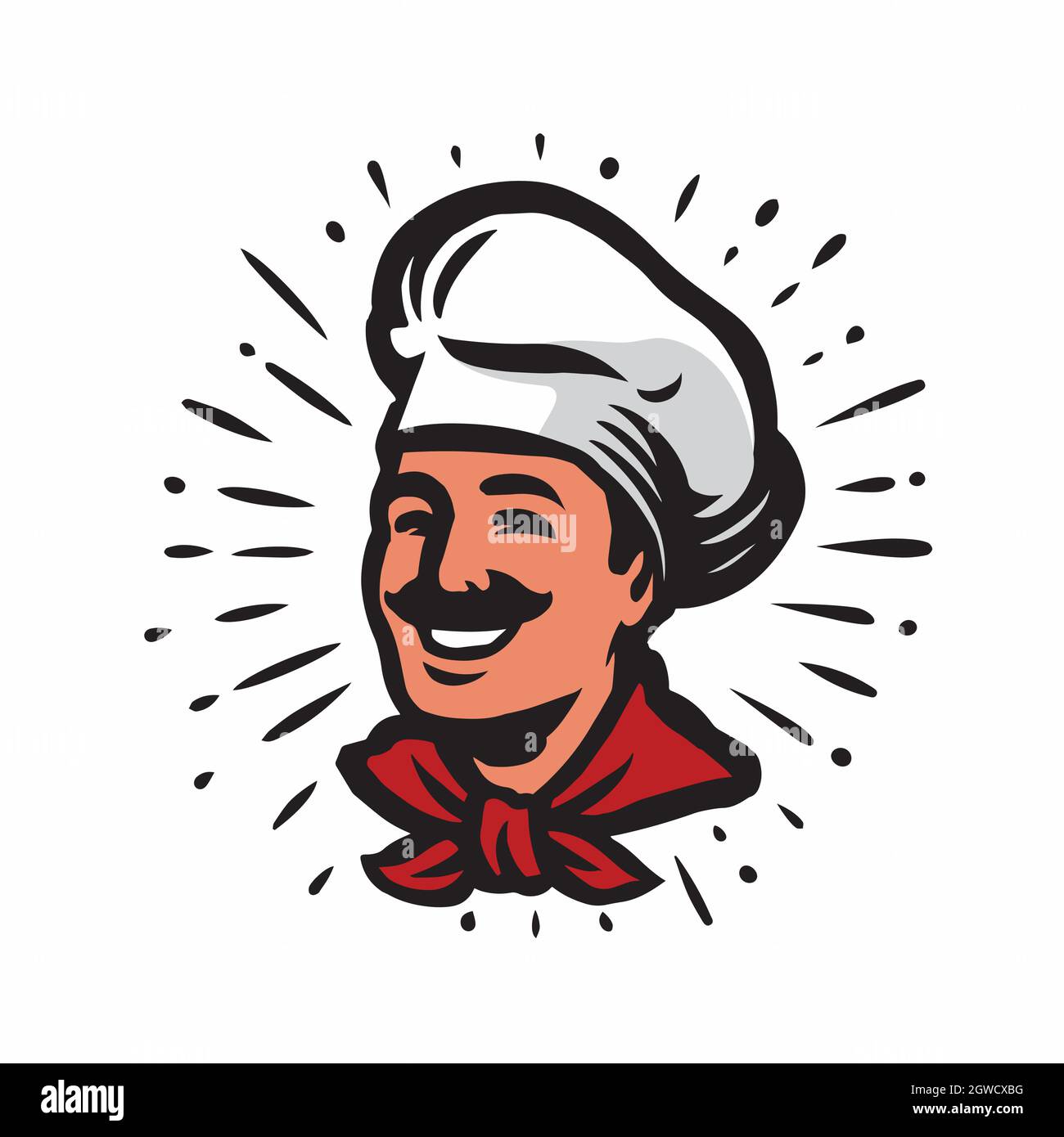 Chef portrait with hat. Design element for restaurant or cafe menu