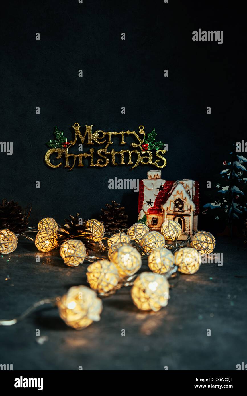 Close-up Of Christmas Decoration On Table Stock Photo