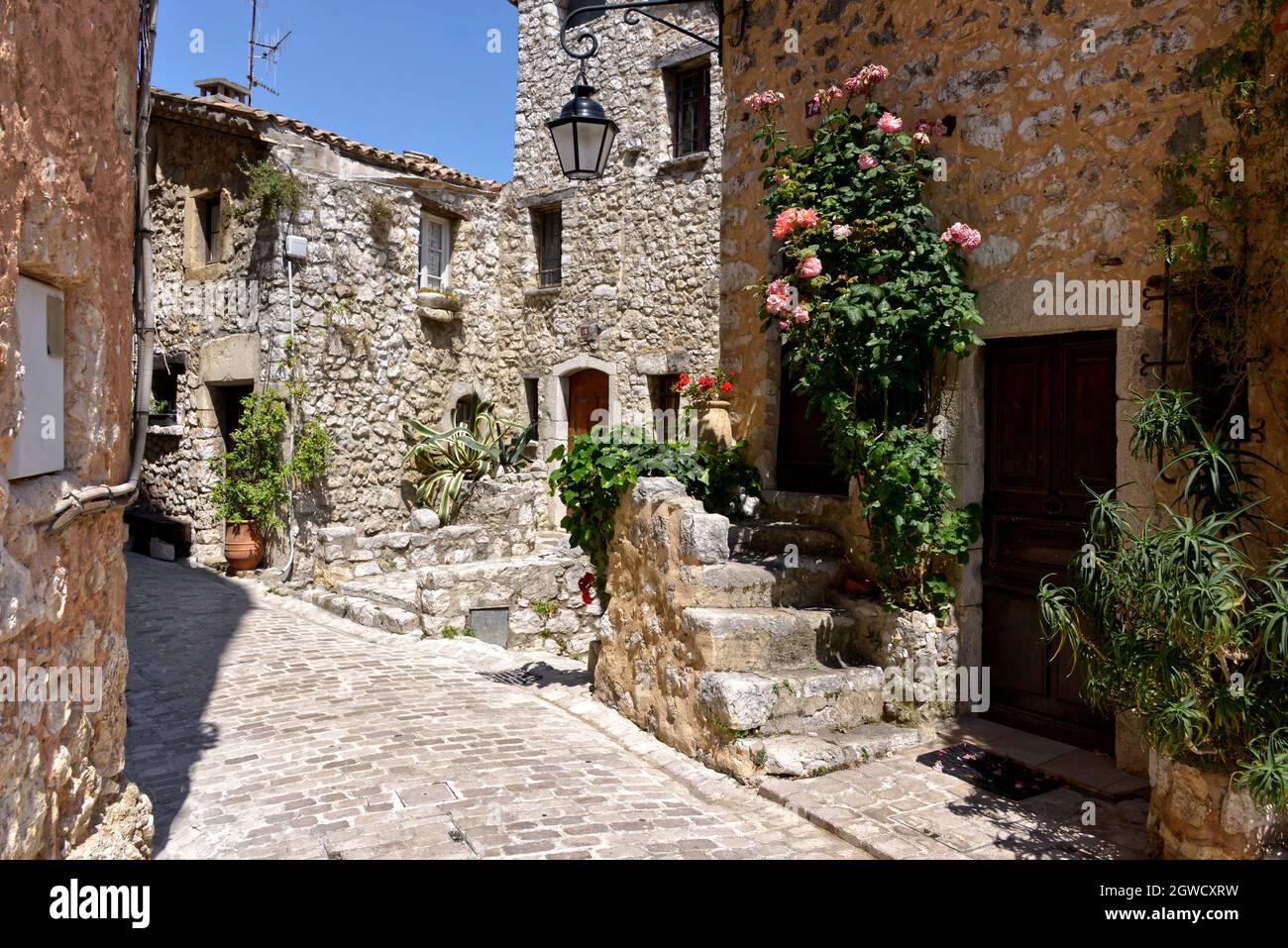 Typical street of village Tourrettes-sur-Loup, a commune in the Alpes-Maritimes department in southeastern France Stock Photo