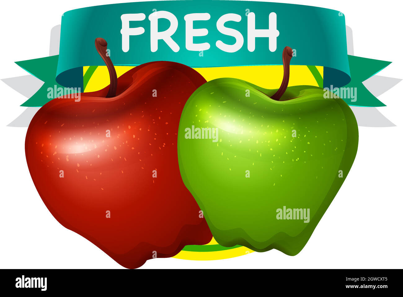 Fresh green and red apple Stock Vector