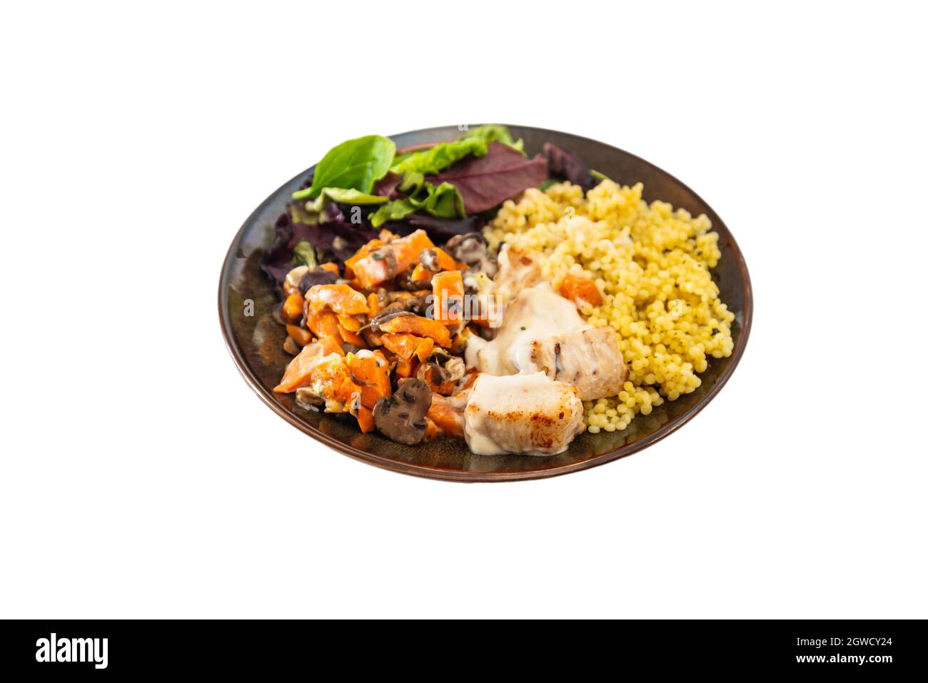 Close-up Of Food In Bowl Against White Background Stock Photo
