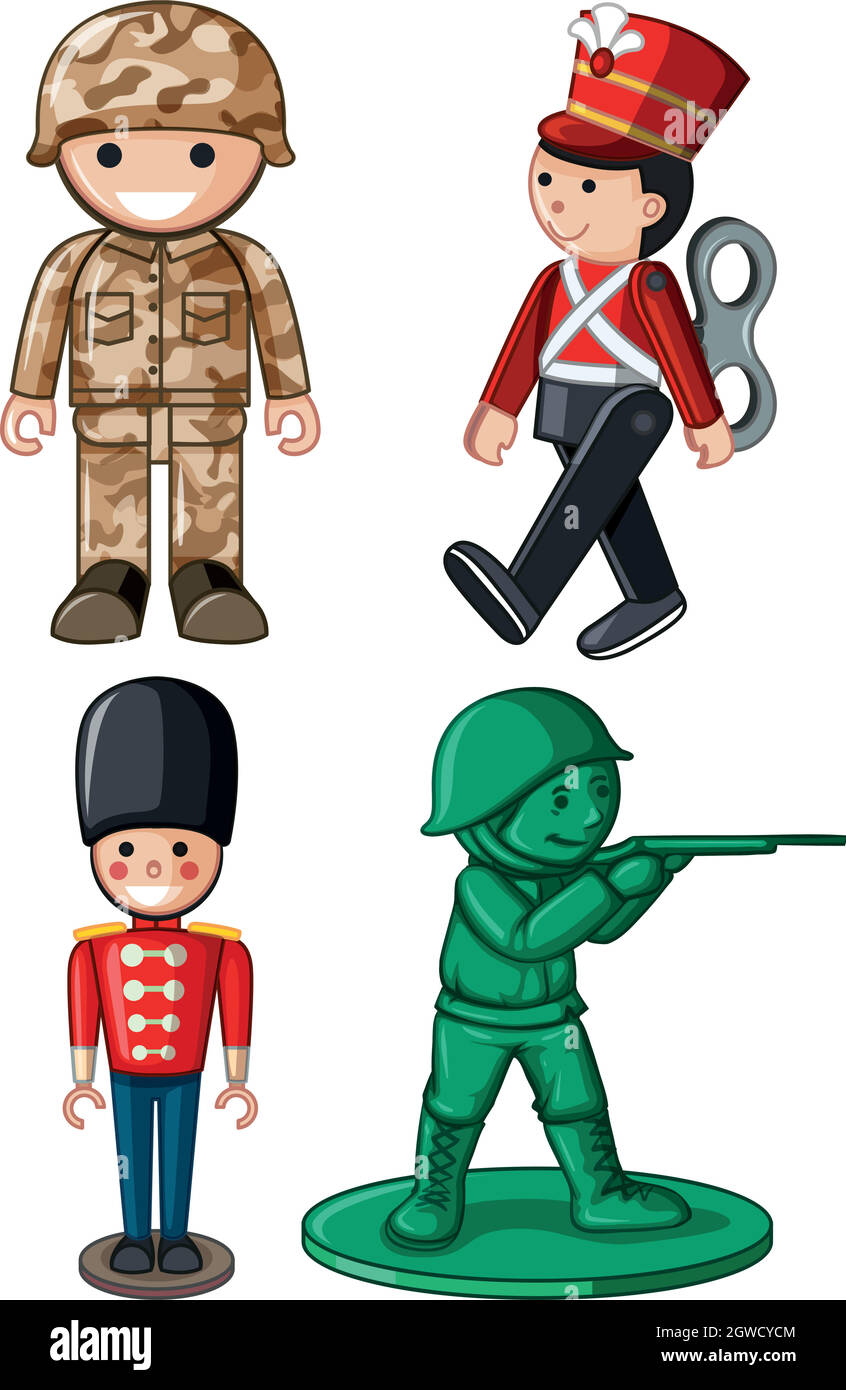 Different designs of toy soldiers Stock Vector