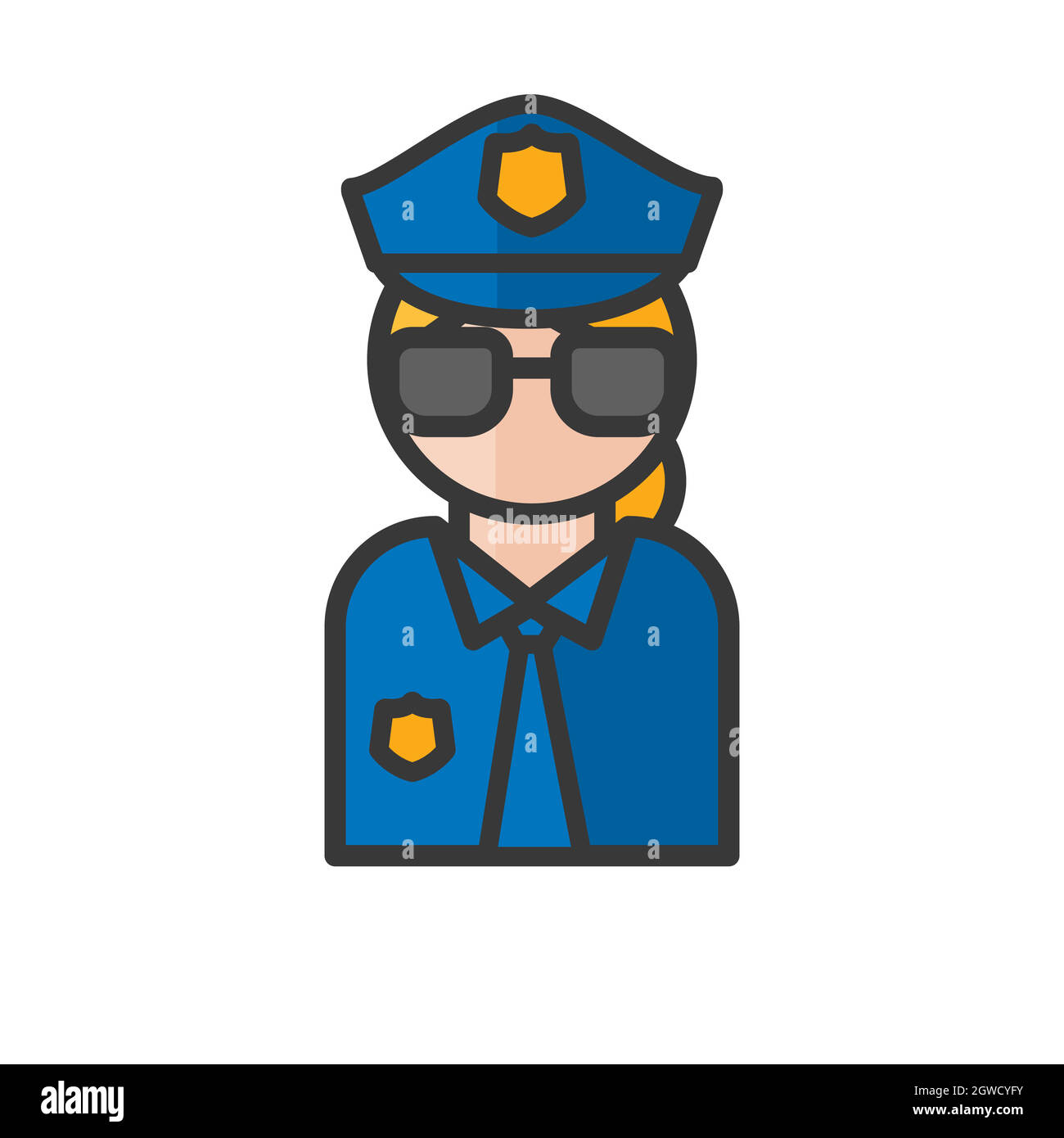 Female cop avatar. Police and securitity. Profile user, person. People icon. Vector illustration Stock Vector