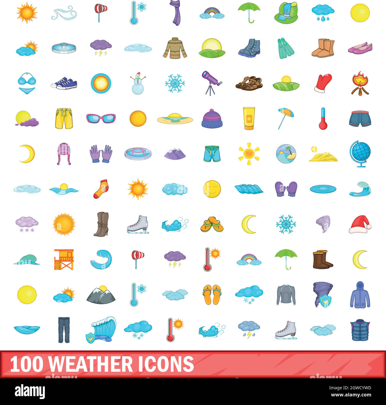 100 weather icons set, cartoon style Stock Vector Image & Art - Alamy